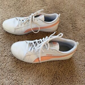 Puma White and Peach Sneakers